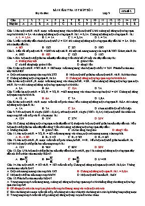 4 Đề kiểm tra 15 phút môn Vật lý Lớp 9 - Bài kiểm tra số 1